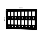 Front view of Contura blank switch/breaker panel with 12 rectangular cutouts and dimensions 10.71 × 6.74 in.