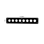 22mm push-button blank panel technical diagram showing eight circular cutouts, 11.158×2 in and mounting holes.