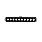 Front silhouette of 22mm blank push-button panel with ten cutouts, mounting holes and 13.67×2 in dims.