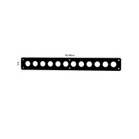Front view of 22mm push-button blank panel showing 12 circular cutouts, corner mounting holes, labeled 16.182 in × 2 in