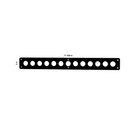 Front view of blank 22mm push-button panel showing row of circular cutouts and 17.438 × 2 in dimensions