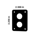 Front view blank panel showing two button holes, four mounting holes; dimensions 2.366 × 3.256 in.