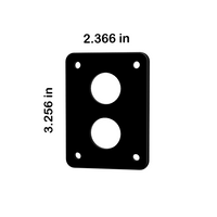 Front view blank panel showing two button holes, four mounting holes; dimensions 2.366 × 3.256 in.