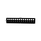 Front view blank panel with 12 22mm cutouts, smaller lower holes and dimensions 18.694×3.52 in