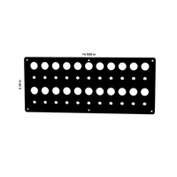 Front view of Contura switch/breaker blank panel showing hole pattern and corner mounting holes, 14.93×6.38 in