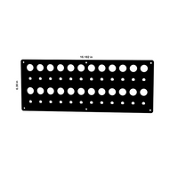 Front view of switch/breaker blank panel showing hole pattern, mounting holes and 16.182 × 6.38 in dimensions
