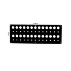 Contura blank switch/breaker panel front view showing cutouts, mounting holes and dimensions 17.438×6.38 in.