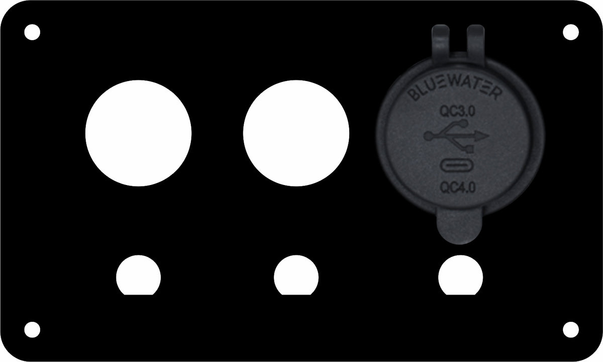 22mm Push Button 2 switch panel with breakers and USB