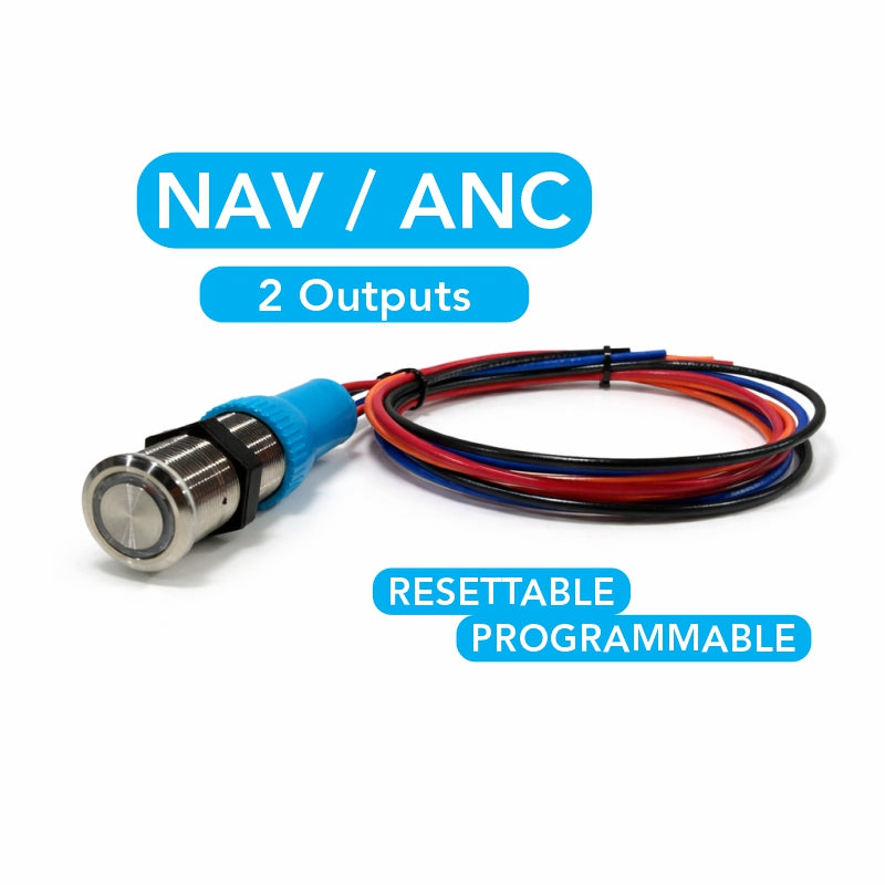 Bluewater NAV/ANC resettable stainless pushbutton switch combo