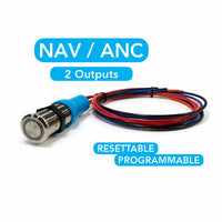 Bluewater NAV/ANC resettable stainless pushbutton switch combo