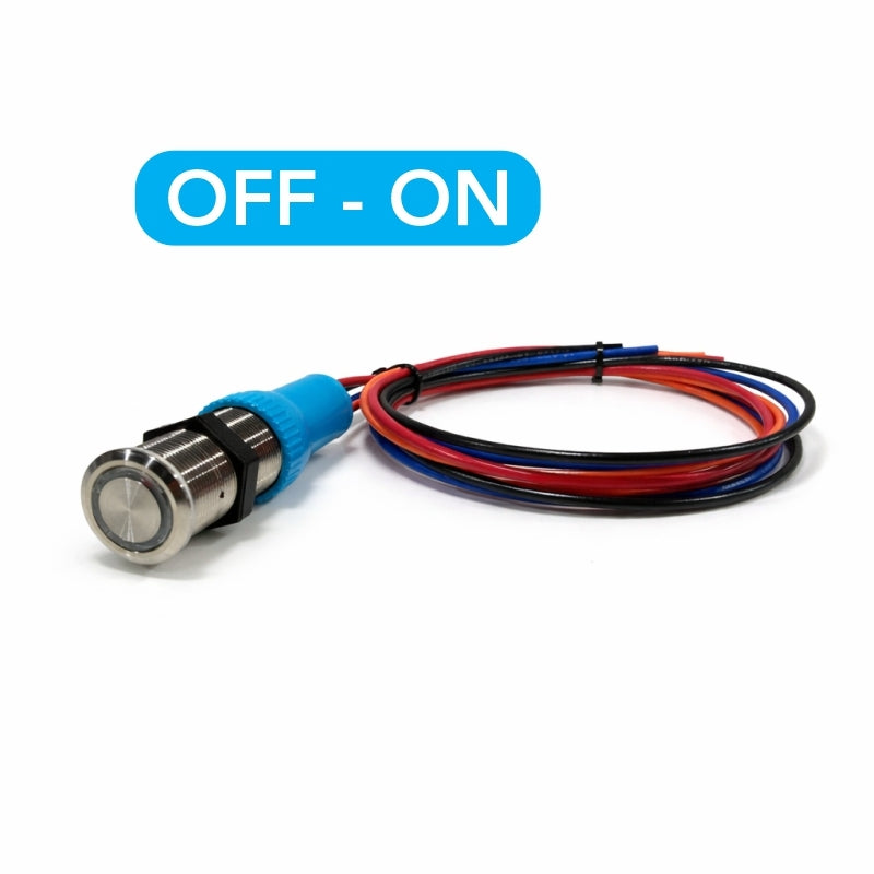 Bluewater stainless push-button OFF-ON switch combo with attached wiring