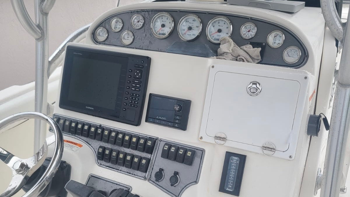 Boat helm before upgrade
