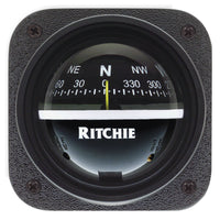 Ritchie V537 Explorer Compass  Bulkhead Mount  Black Dial V537