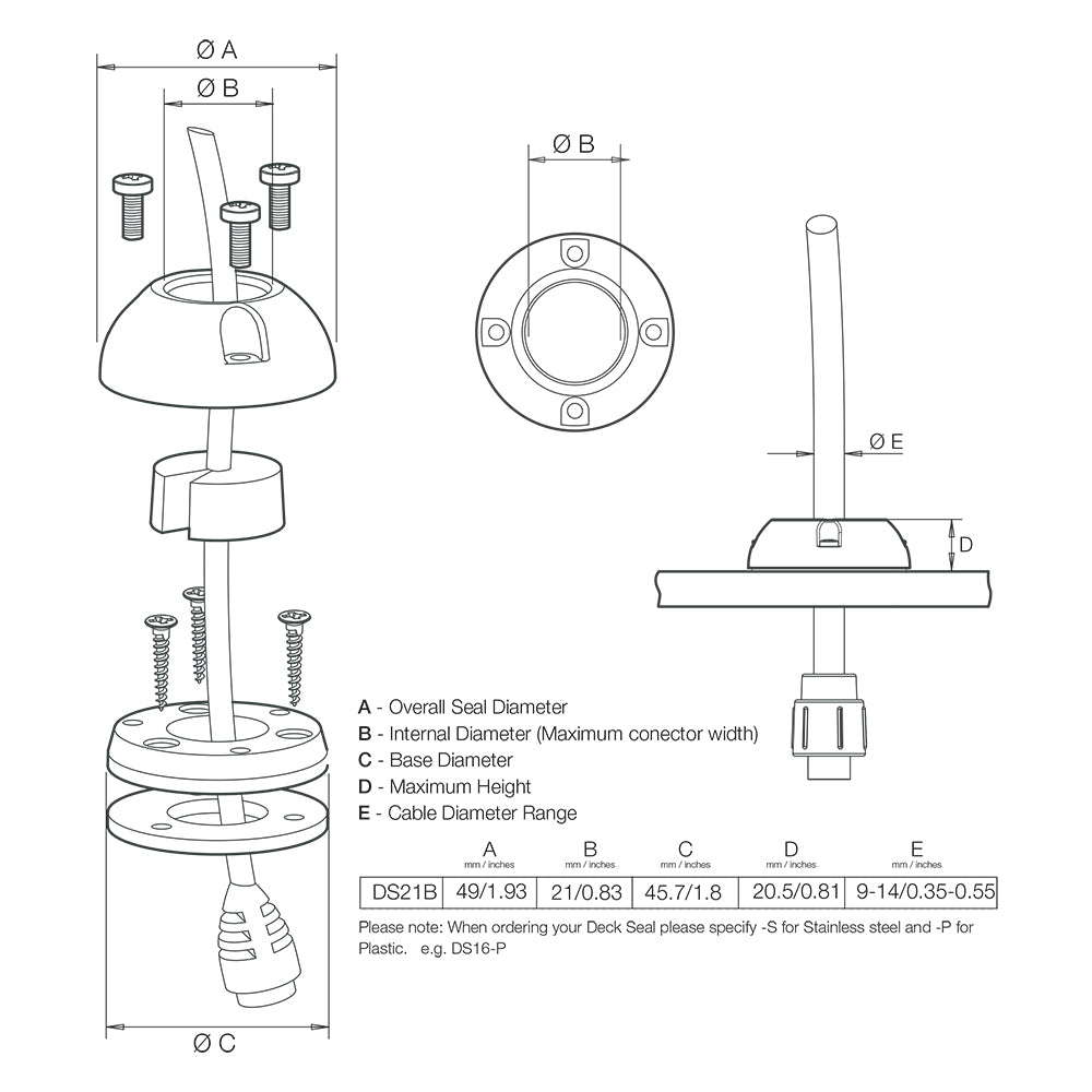 Scanstrut DS21BP Vertical Cable Seal DS21BP