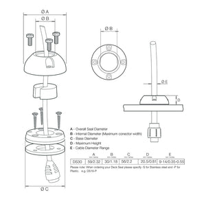 Scanstrut DS30S Vertical Cable Seal  Stainless Steel DS30S