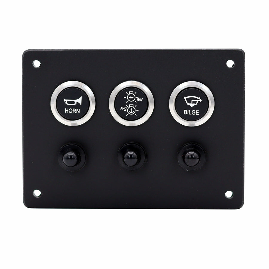 3 Switch Panel 22mm Push Buttons w/ Breakers