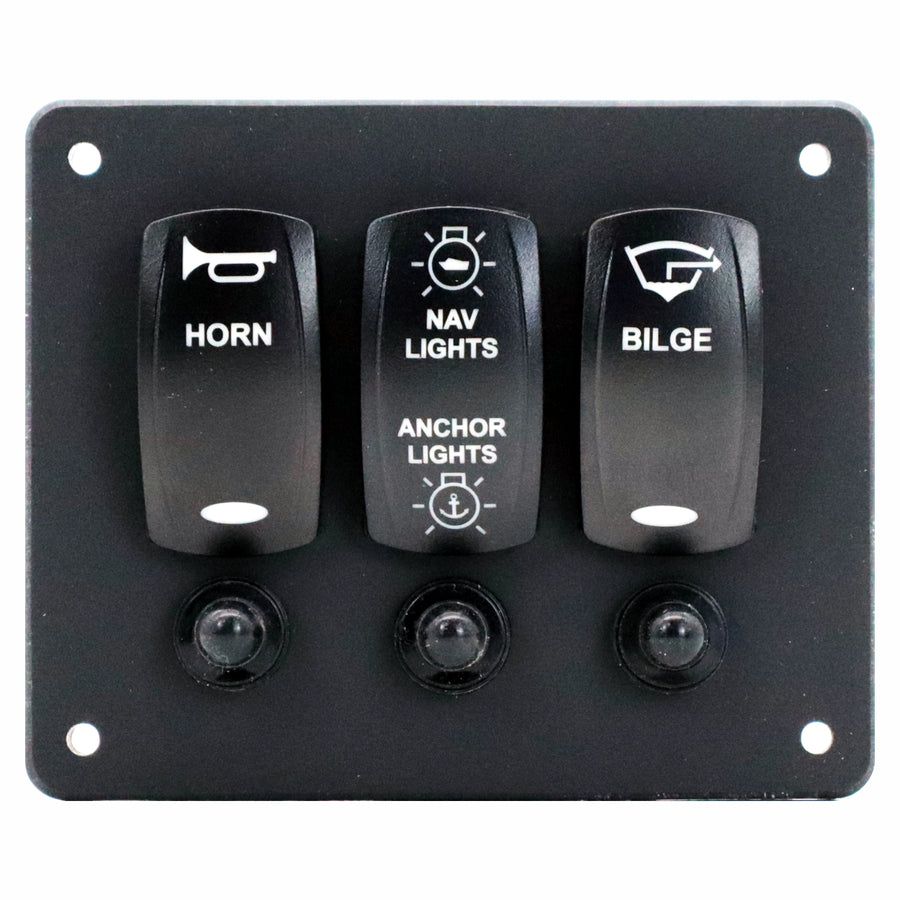 3 Switch Blacklit Ready Contura V Panel w/ Breakers