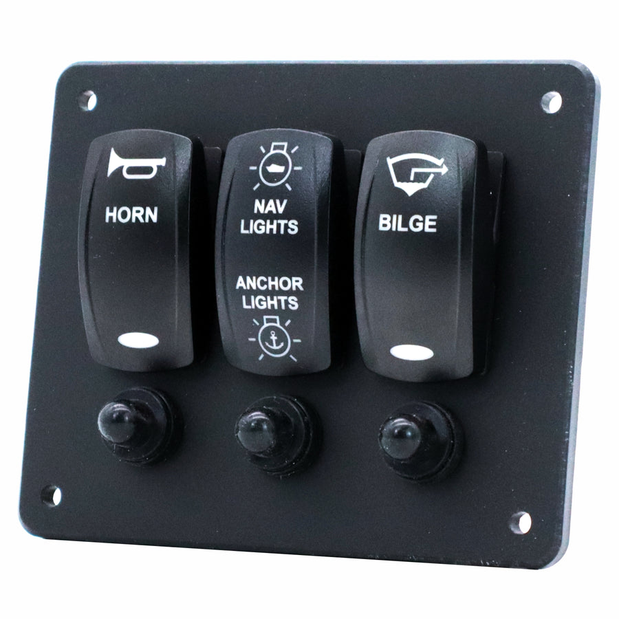 3 Switch Blacklit Ready Contura V Panel w/ Breakers