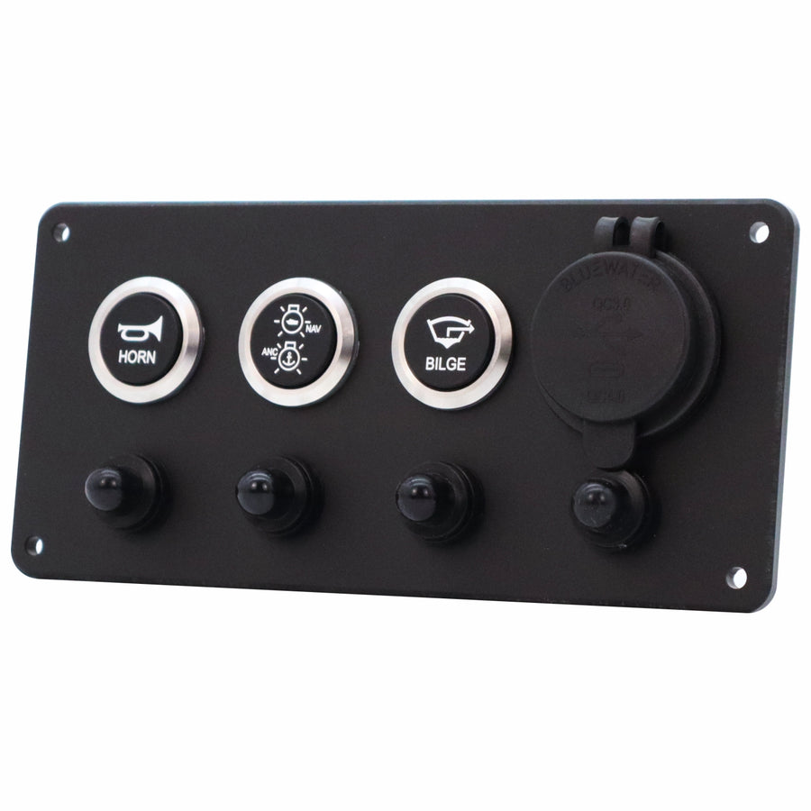 3 Switch Panel 22mm Push Buttons w/ Breakers & USB