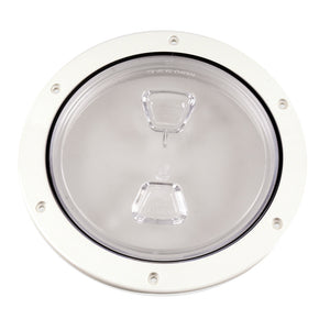 Beckson 6 Clear Center Screw Out Deck Plate  White DP60WC
