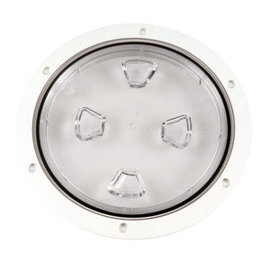 Beckson 8 Clear Center ScrewOut Deck Plate  White DP80WC