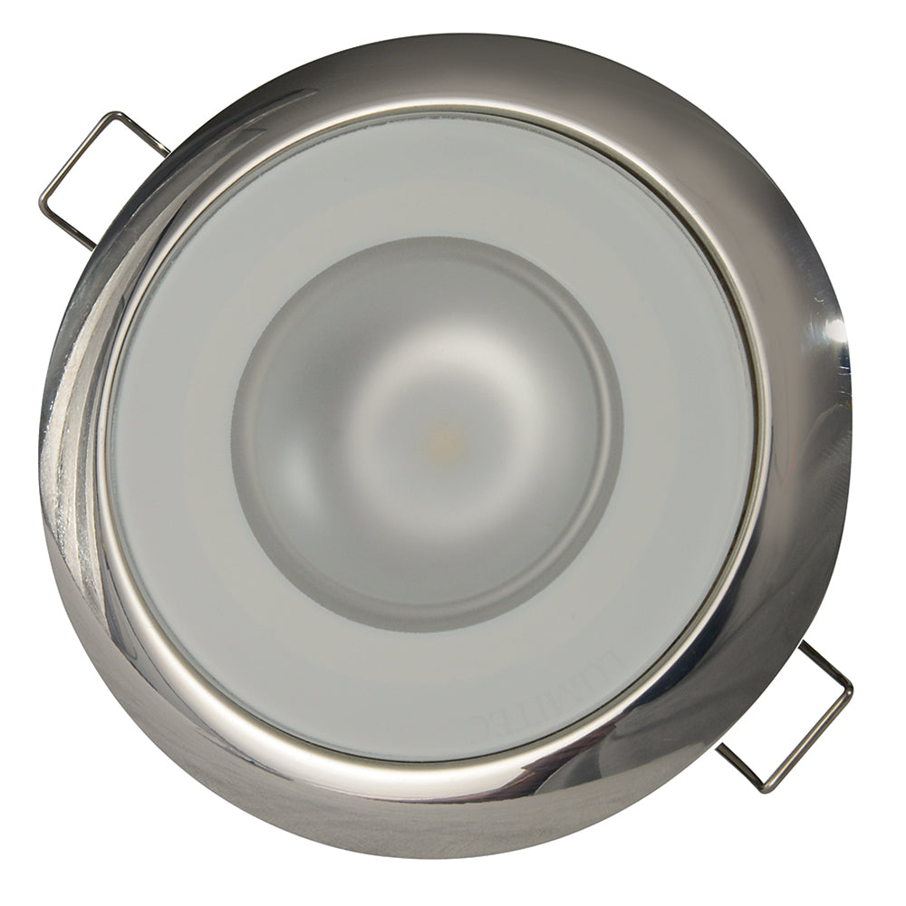 Lumitec Mirage  Flush Mount Down Light  Glass FinishPolished SS Bezel  3Color RedBlue NonDimming wWhite Dimming 113118