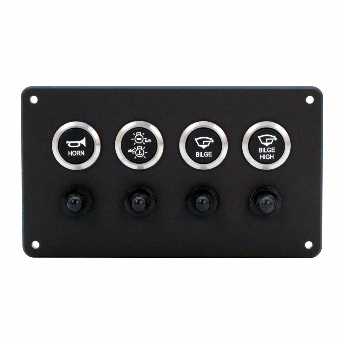 4 Switch Panel 22mm Push Buttons w/ Breakers