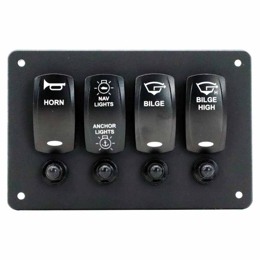 4 Switch Blacklit Ready Contura V Panel w/ Breakers