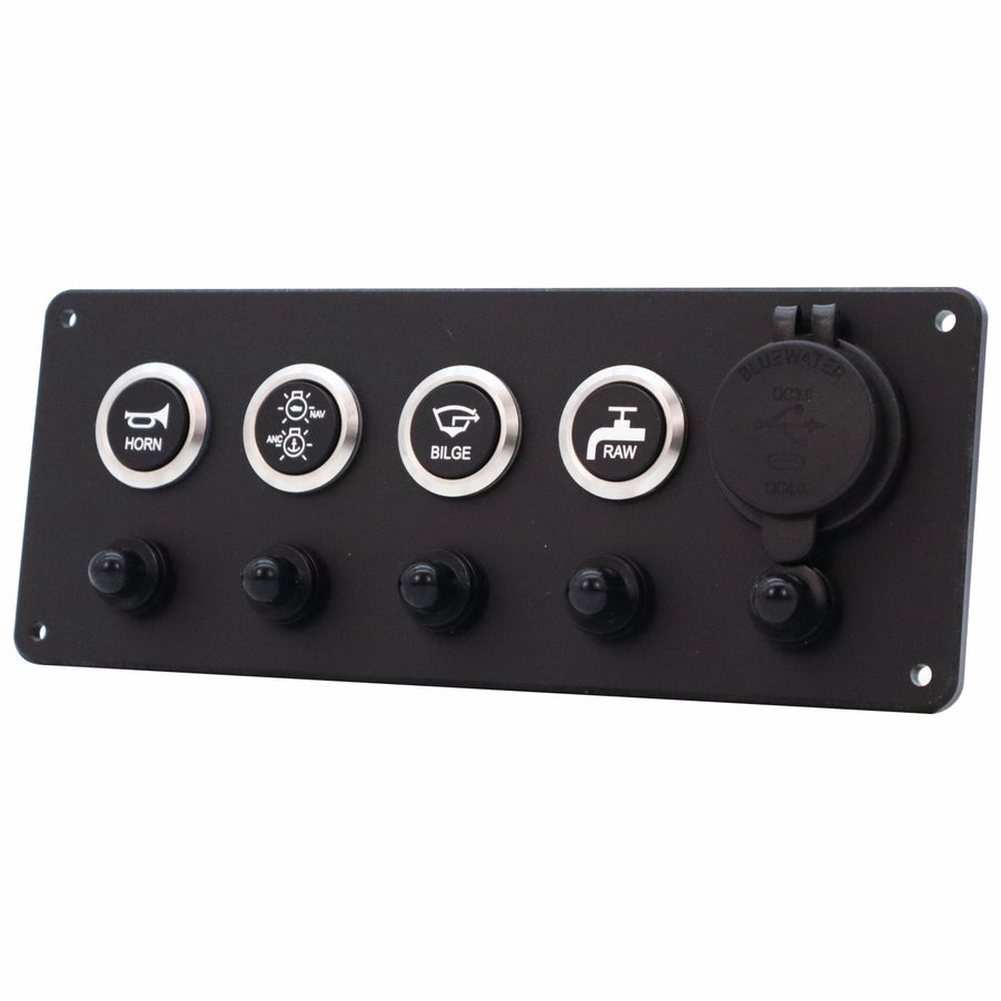 4 Switch Panel 22mm Push Buttons w/ Breakers & USB