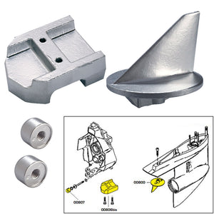 Tecnoseal Anode Kit wHardware  Mercury Alpha 1 Gen 1  Zinc 20800