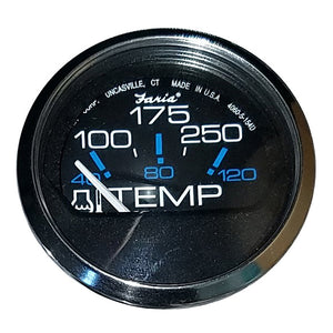 Faria Chesapeake Black 2 Water Temperature Gauge 100250F 13704