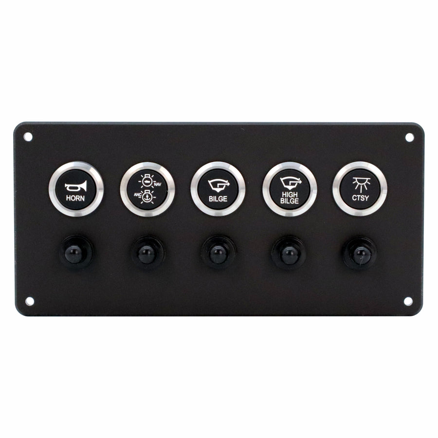 5 Switch Panel 22mm Push Buttons w/ Breakers