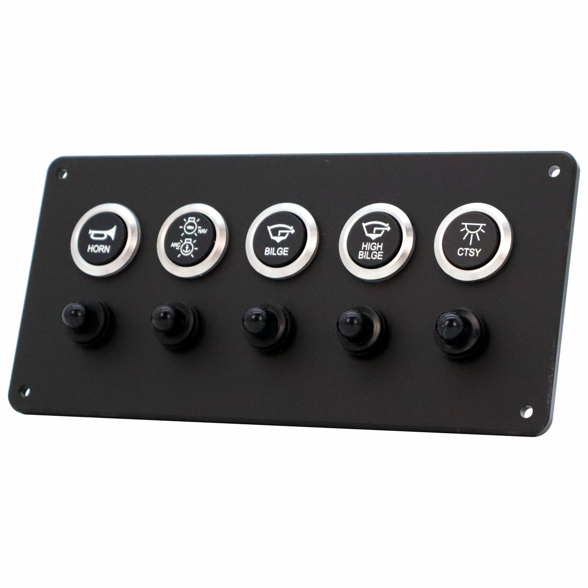 5 Switch Panel 22mm Push Buttons w/ Breakers