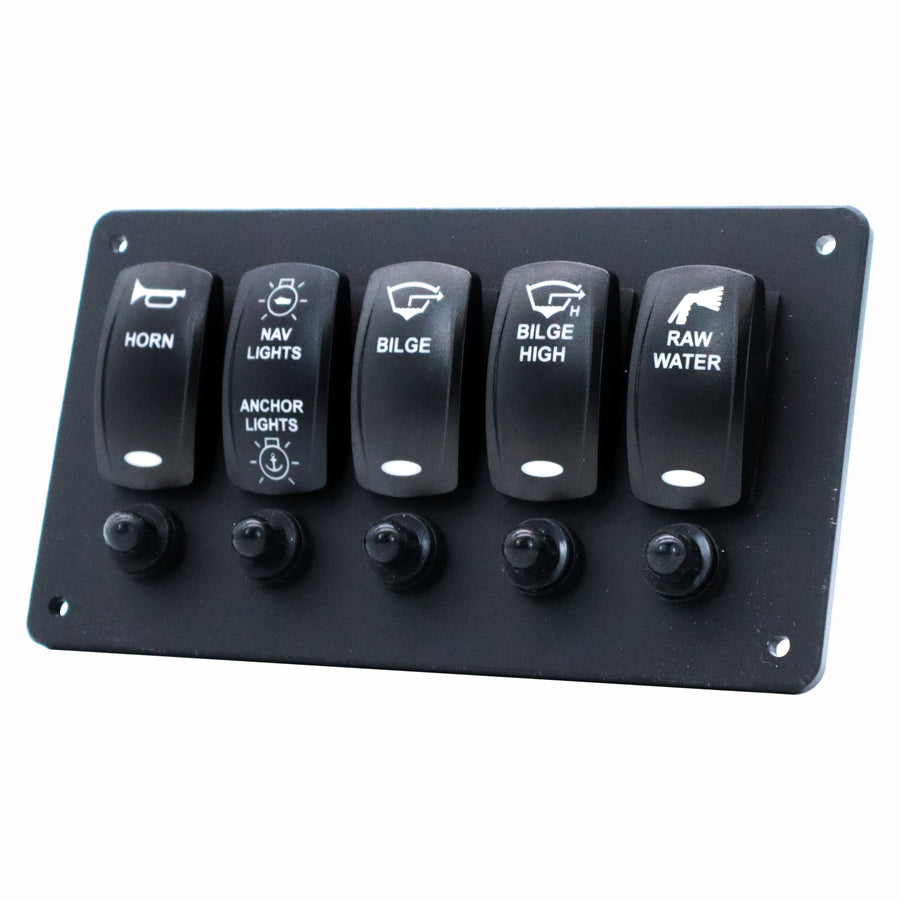 5 Switch Blacklit Ready Contura V Panel w/ Breakers
