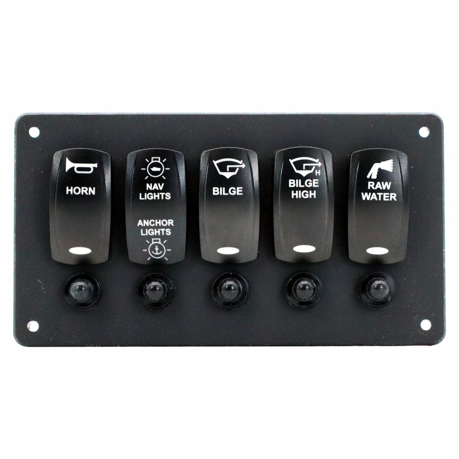 5 Switch Blacklit Ready Contura V Panel w/ Breakers
