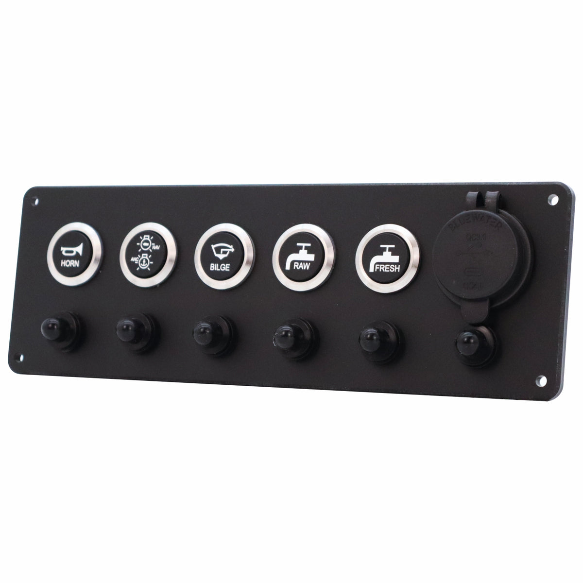 5 Switch Panel 22mm Push Buttons w/ Breakers & USB
