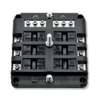 Rear view of Bluewater breaker block showing terminal studs, screw terminals and central mounting post