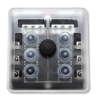 Bluewater 6 & 12 Position breaker block with transparent cover, six capped posts and central knob