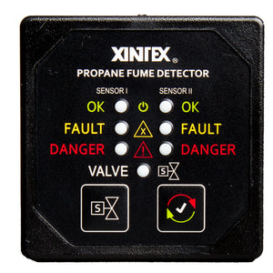 FireboyXintex Propane Fume Detector w2 Plastic Sensors  No Solenoid Valve  Square Black Bezel Display P2BNVR