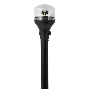 Attwood LightArmor AllAround Light  12 Black Pole  Black Horizontal Composite Base wAdapter 5558P12A7