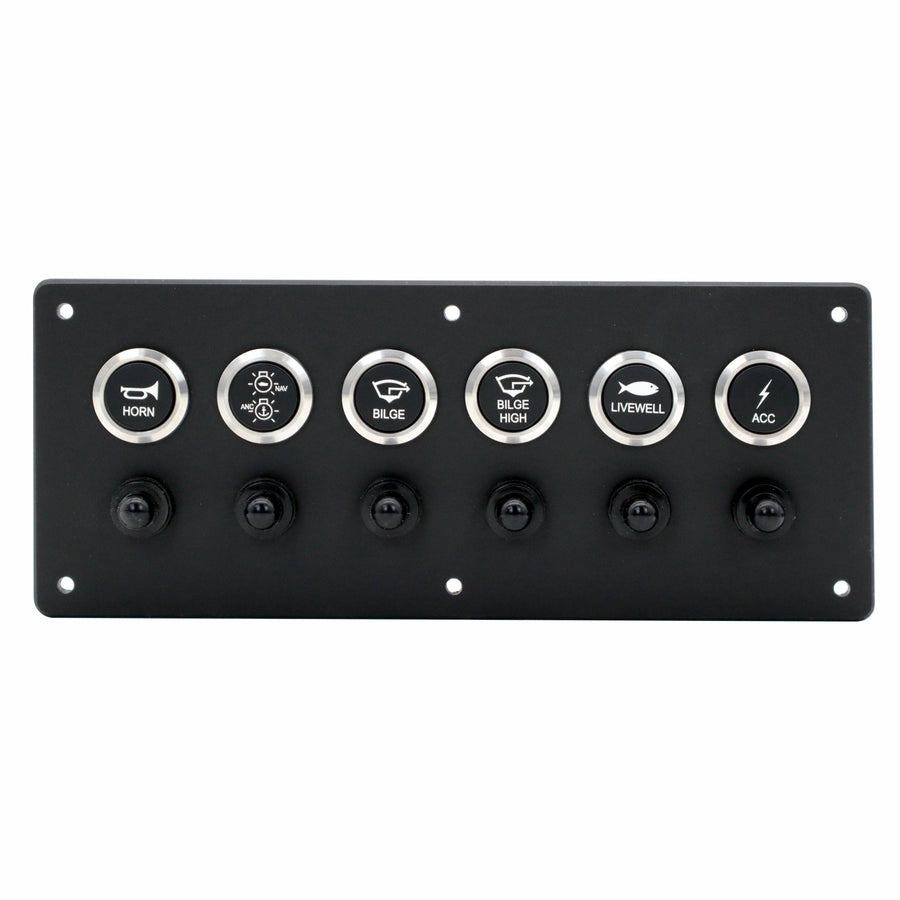 6 Switch Panel 22mm Push Buttons w/ Breakers