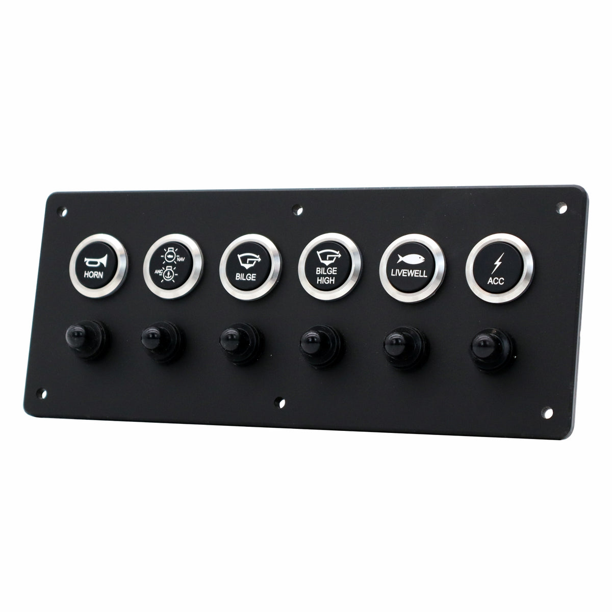 6 Switch Panel 22mm Push Buttons w/ Breakers