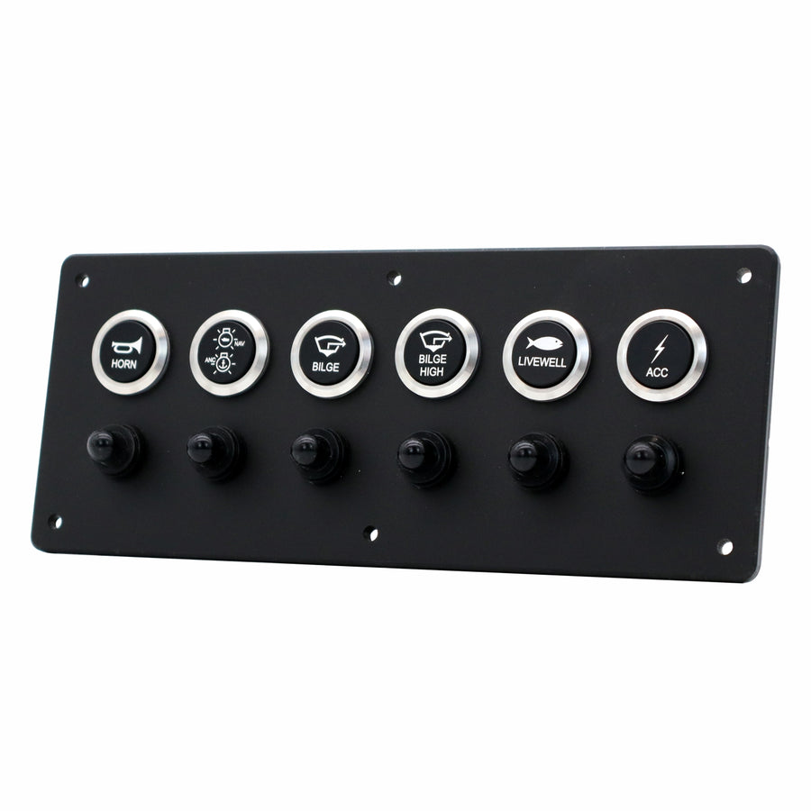 6 Switch Panel 22mm Push Buttons w/ Breakers
