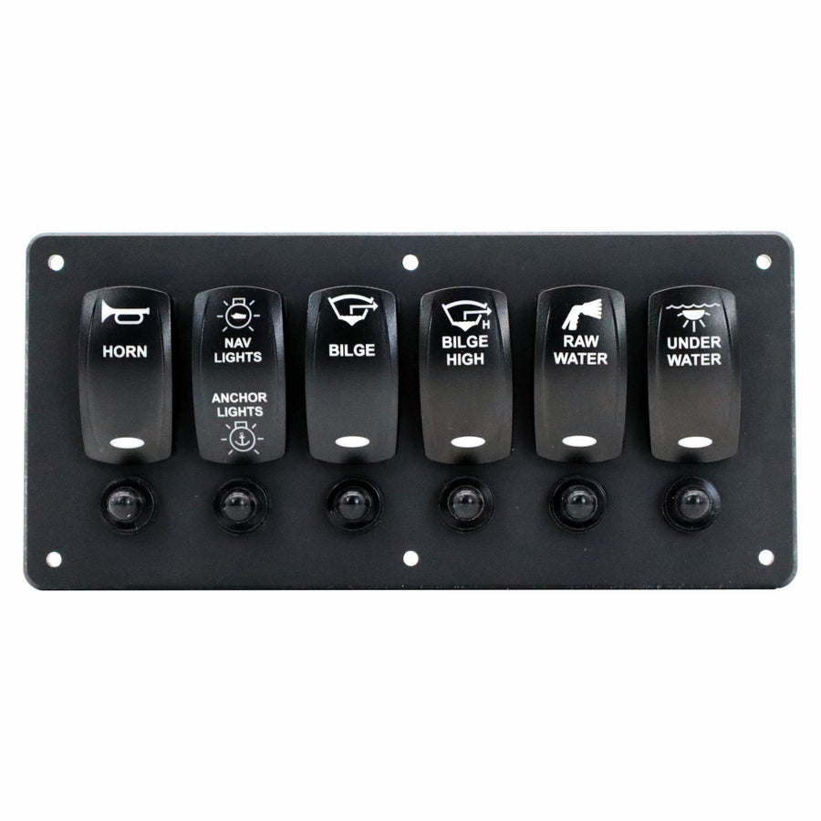 6 Switch Blacklit Ready Contura V Panel w/ Breakers