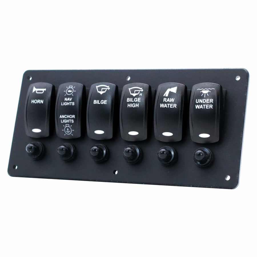 6 Switch Blacklit Ready Contura V Panel w/ Breakers