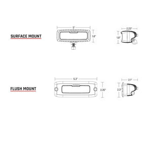 RIGID Industries SRQ PRO Back Up Light Kit  Surface Mount Diffused  Pair  Black 980023