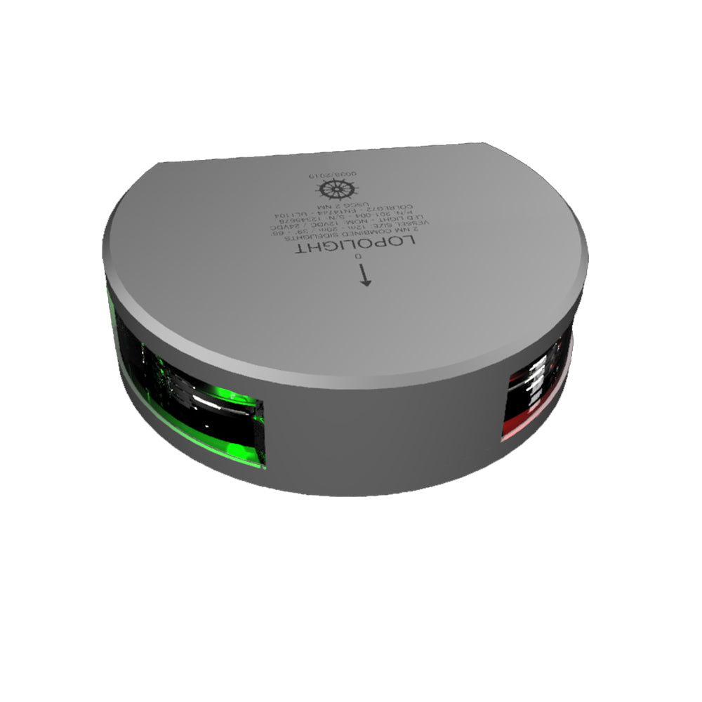 Lopolght Series 201004  Starboard  Port Sidelight  2NM  Vertical Mount  GreenRed  Silver Housing 201004