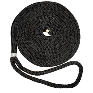 New England Ropes 34 Double Braid Dock Line  Black  25 C50542400025