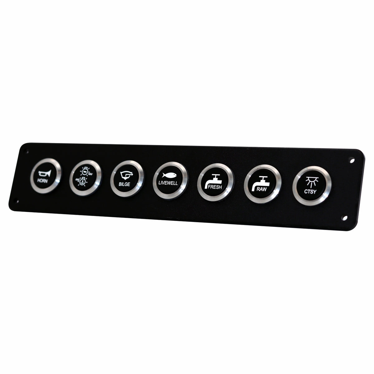 Black plastic component on a white background