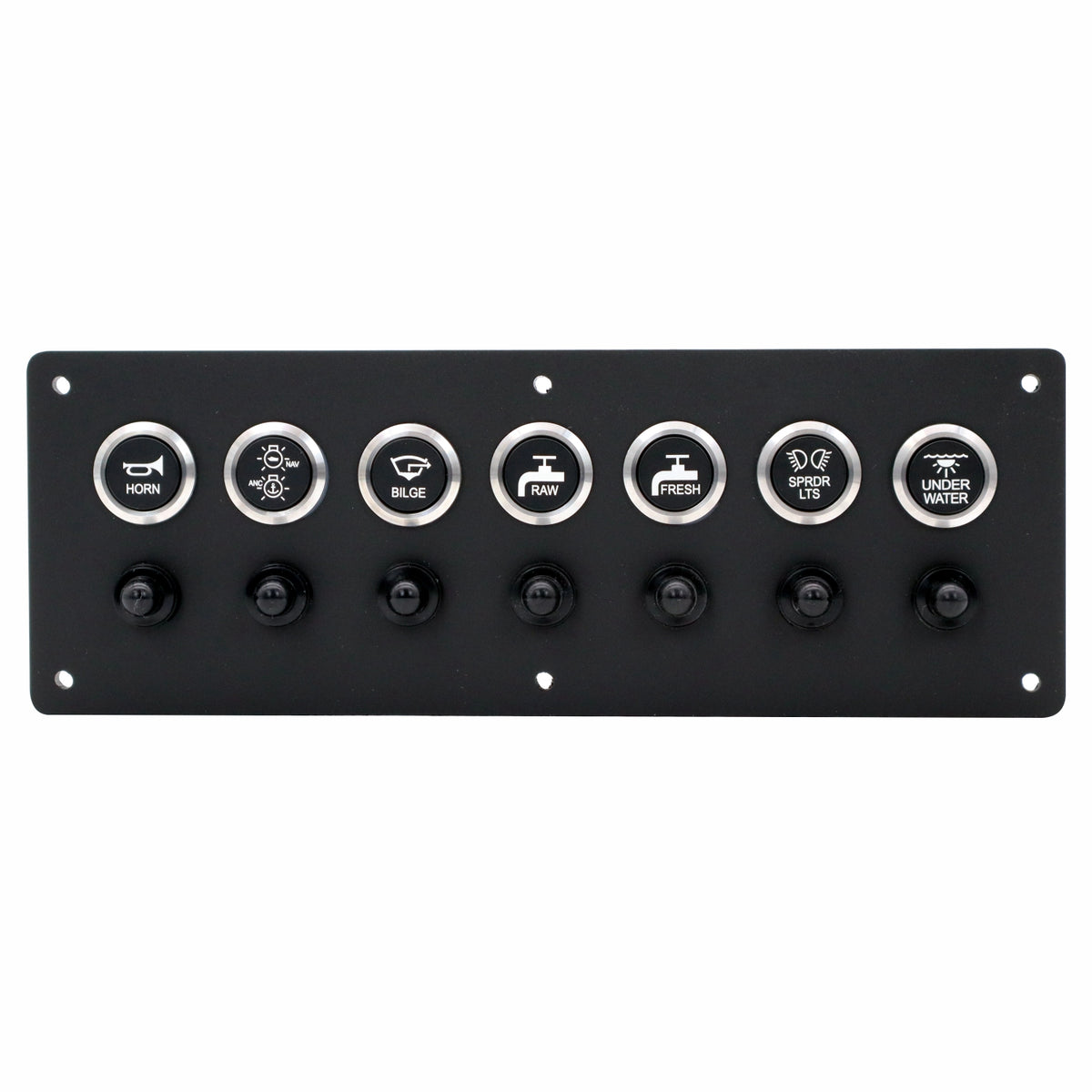 7 Switch Panel 22mm Push Buttons w/ Breakers